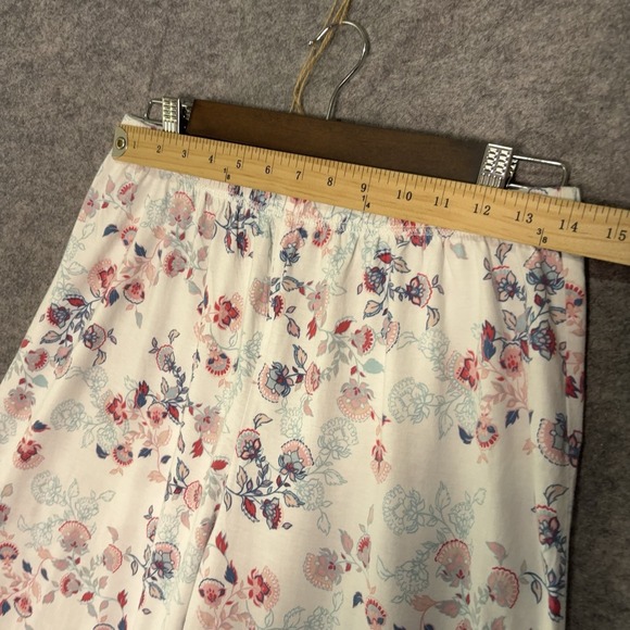 Garnet Hill Asian Wrap Pajama Set Womens Sz M White Floral Organic Lightweight - Picture 11 of 13